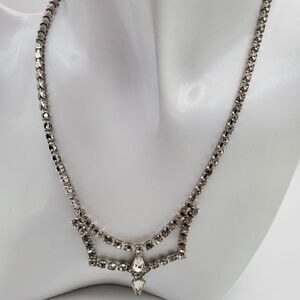 Sultana drop crystal midcentury‎ dining necklace N0619